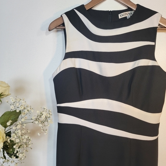DONNA B black and white mini dress. Size 6 - Picture 3 of 10